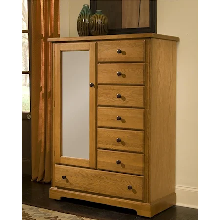 7 Drawer Armoire with Mirrored Door